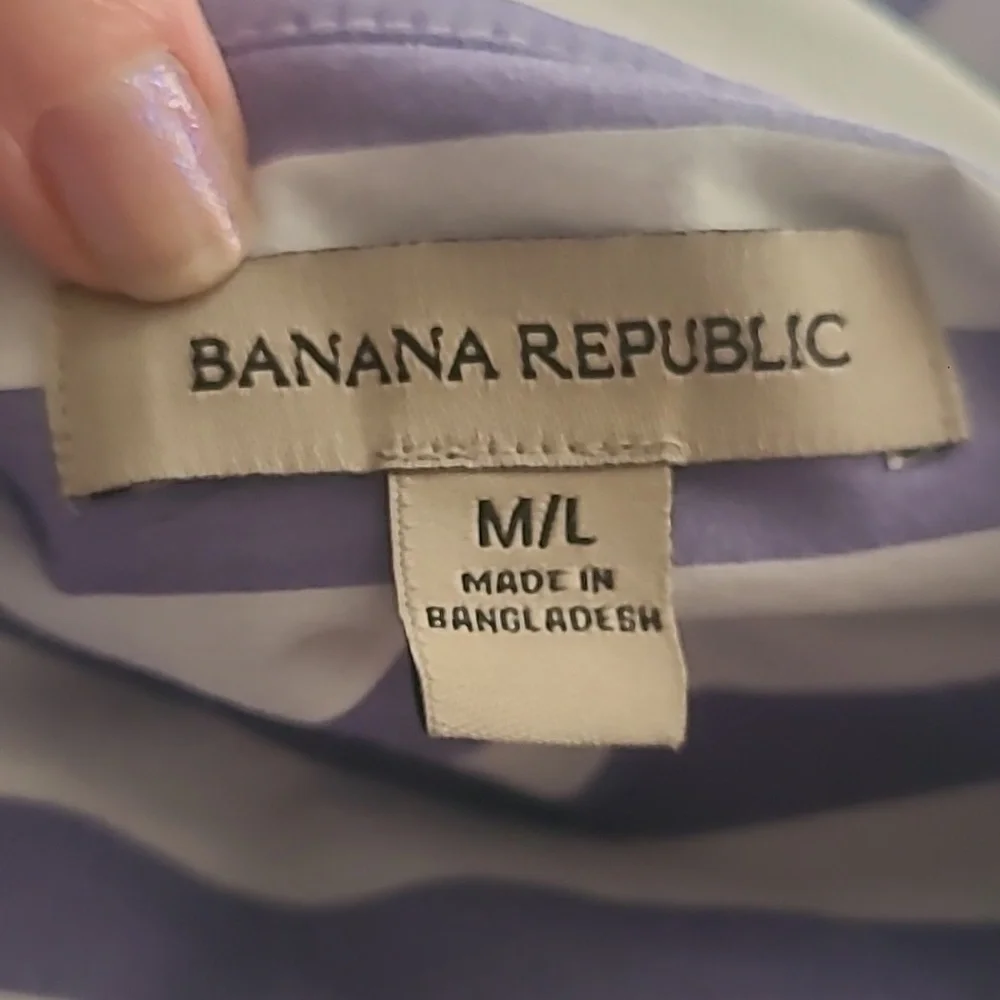 Banana Republic Rhyah Poplin Mini Dress In Bold Blue Stripe Size M/L - Picture 6 of 6